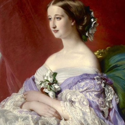 THE SPANISH /FRENCH EMPRESS EUGENIE  (1826–1920),THE WIFE OF NAPOLEON III,WHO BY HER CHARM ,CONTRIBUTED LARGELY TO THE BRILLIANCY OF THE IMPERIAL.SHE MANAGED TO POLITICALLY CLOSE THE RELATIONSHIP BETWEEN ENGLAND AND FRANCE AFTER HER CLOSE FRIENDSHIP WITH QUEEN VICTORIA OF ENGLAND.