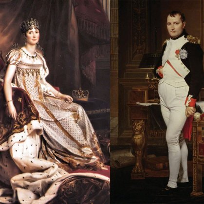 FRANCE'S NAPOLEON  AND HIS WIFE JOSEPHINE BONAPARTE.(1794 - 1814).NAPOLEON'S GREATEST LOVE ,"JOSEPHINE" WOULD COME FROM THE CARIBBEAN ISLAND OF MARTINIQUE.BUT NAPOLEON NEVER WENT THERE .JOSEPHINE'S FATHER OWNED A SUGAR PLANTATION,COMPLETE WITH SLAVE ,ON THE ISLAND.