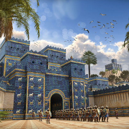 THE EMPIRE OF BABYLON UNDER KING NEBUCHADNEZZAR II (605 BC – 562 BC ) WAS ALSO KNOWN AS CHALDEAN EMPIRE.THE ISHTAR GATE AS PART OF NEBUCHADNEZZAR'S  PLAN TO BEAUTIFY HIS EMPIRE'S CAPITAL DURING THE FIRST HALF OF 6TH CENTURY BC. (BEFORE CHRIST ERA)