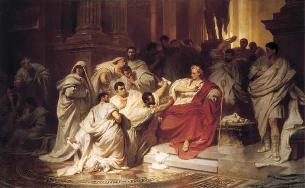 ROMAN EMPEROR JULIUS CAESAR, (100 BC – 44 BC) WAS A BRILLIANT MILITARY GENERAL.HE SUCCESSFULLY CONQUERED GAUL ( FRANCE) AND TWICE INVADED BRITAIN IN 55 BC & 54 BC.CAESAR WAS ASSASSINATED IN 44 BC BY A LARGE GROUP OF ROMAN SENATORS.HE WAS APPARENTLY STABBED MORE THAN 20 TIMES.
