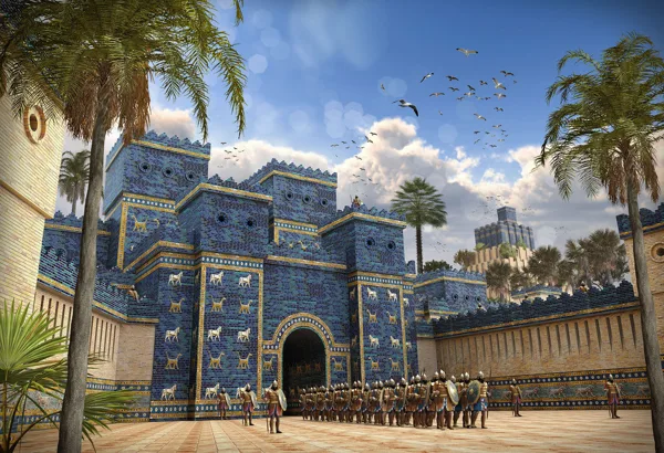 THE EMPIRE OF BABYLON UNDER KING NEBUCHADNEZZAR II (605 BC – 562 BC ) WAS ALSO KNOWN AS CHALDEAN EMPIRE.THE ISHTAR GATE AS PART OF NEBUCHADNEZZAR'S  PLAN TO BEAUTIFY HIS EMPIRE'S CAPITAL DURING THE FIRST HALF OF 6TH CENTURY BC. (BEFORE CHRIST ERA)